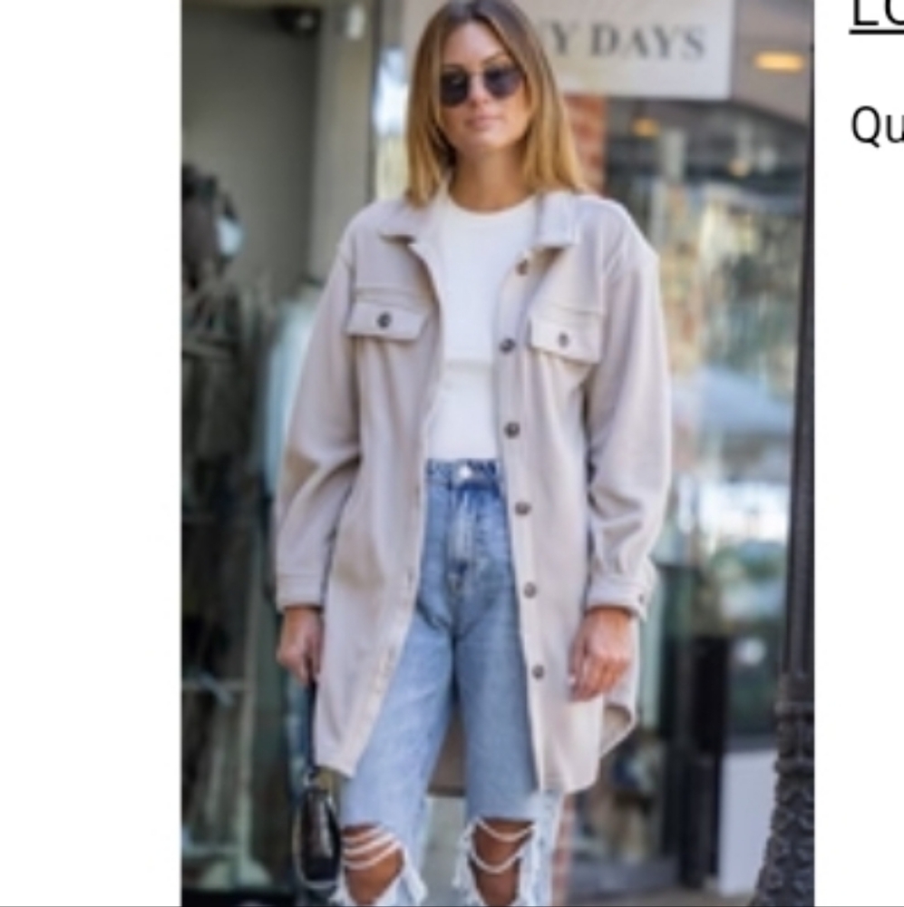 AMARYLLIS Louvre  Button-Up Shacket in Stone - Picture 2 of 11